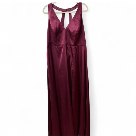 Azazie Burgundy Maxi Dress - Picture 2 of 10